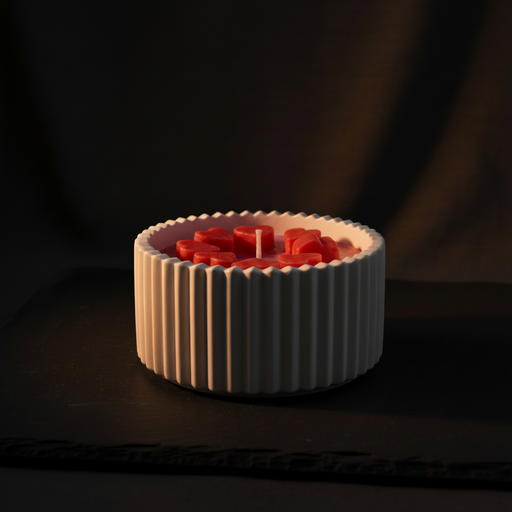 Candle with Red Hearts
